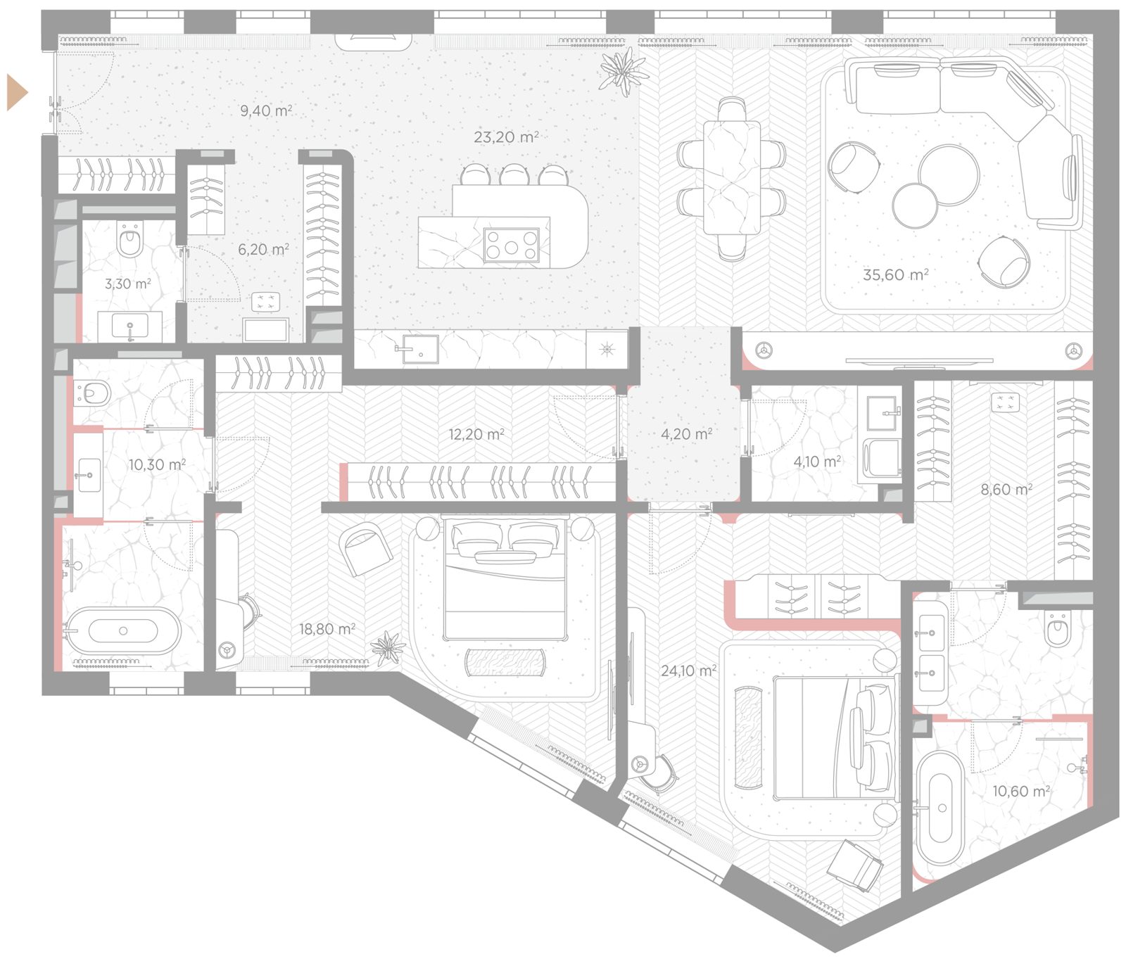 2-комнатная квартира, 170,6 м²