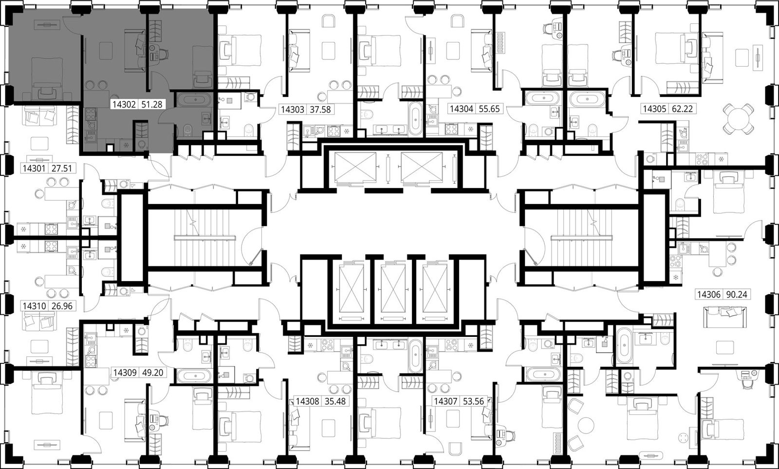 2-комнатная квартира, 51,3 м² — фото 2