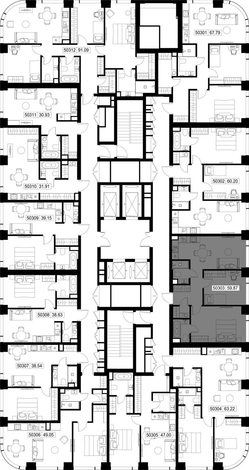 2-комнатная квартира, 59,9 м² — фото 2