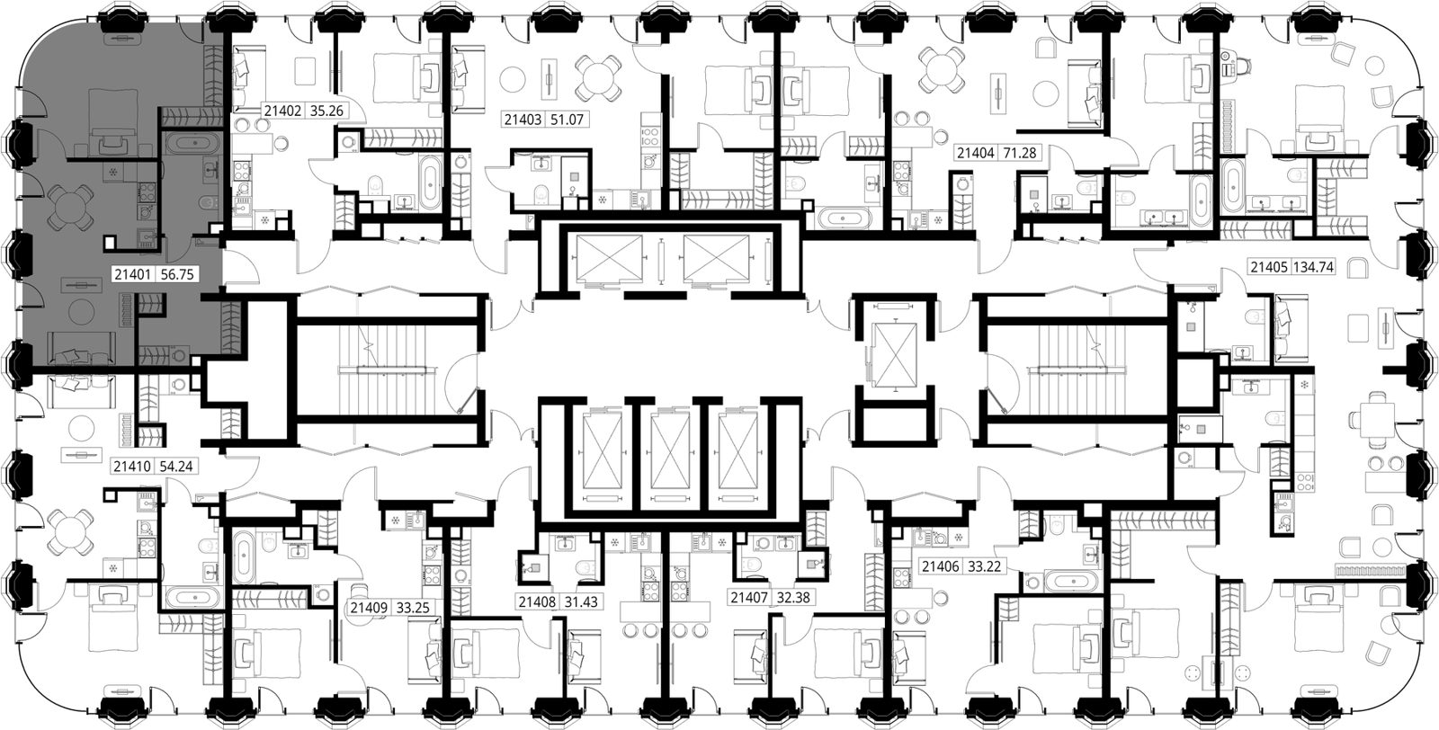 1-комнатная квартира, 55,3 м² — фото 2
