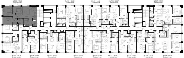 3-комнатная квартира, 79,6 м² — фото 2