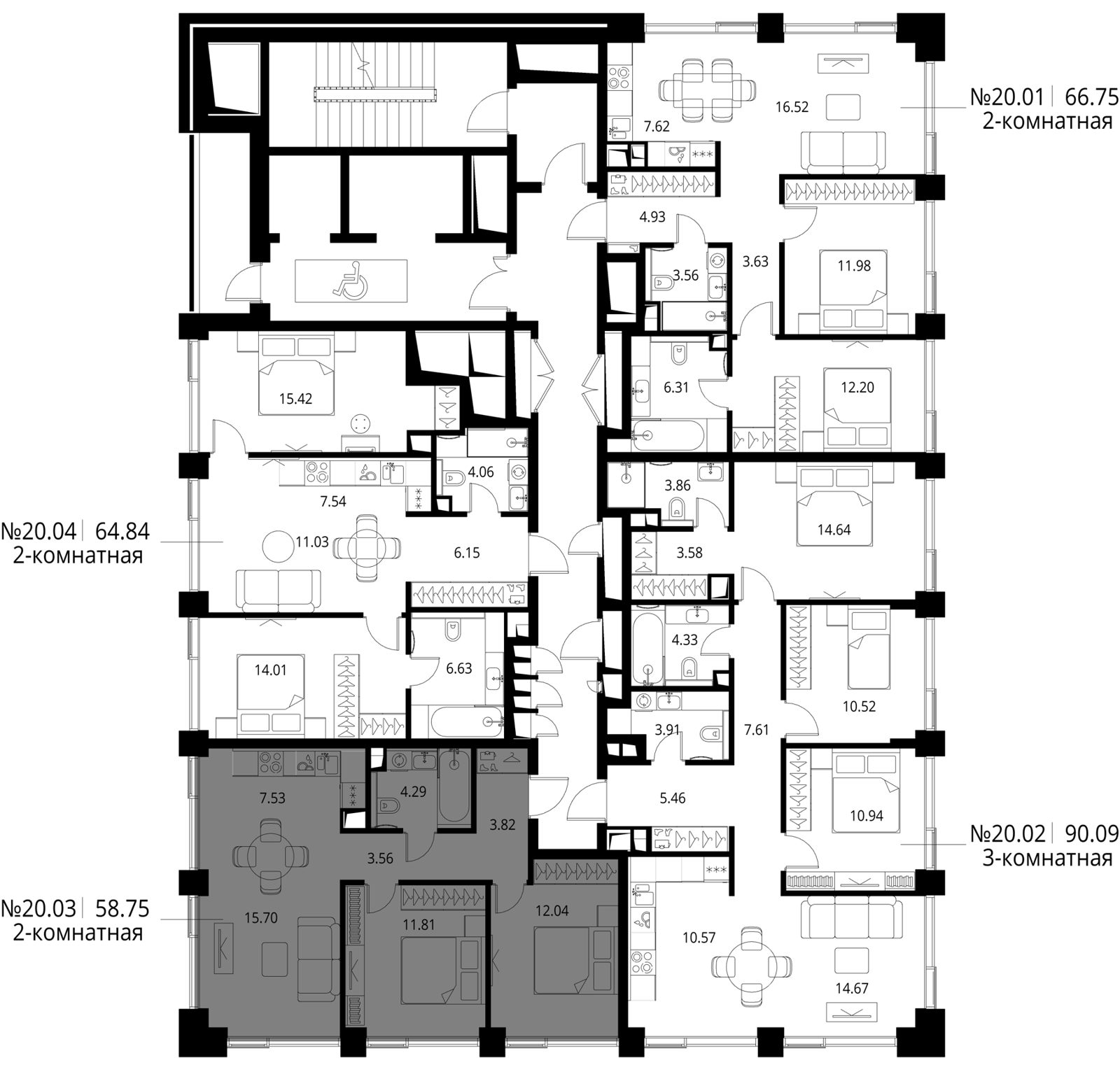 2-комнатная квартира, 58,8 м² — фото 2
