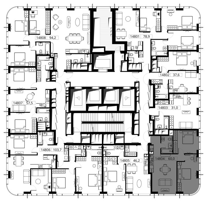 1-комнатная квартира, 46,2 м² — фото 2