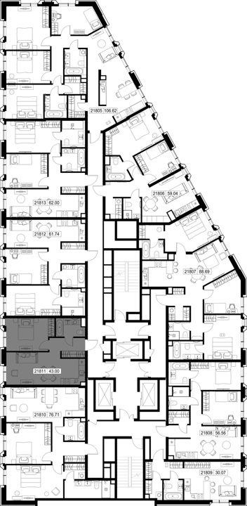 1-комнатная квартира, 43 м² — фото 2