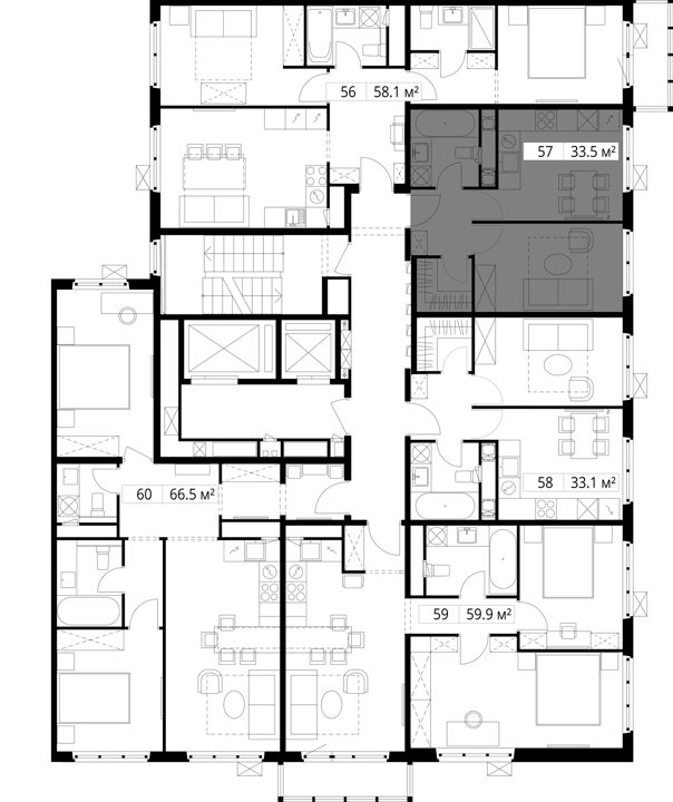 1-комнатная квартира, 33,5 м² — фото 2
