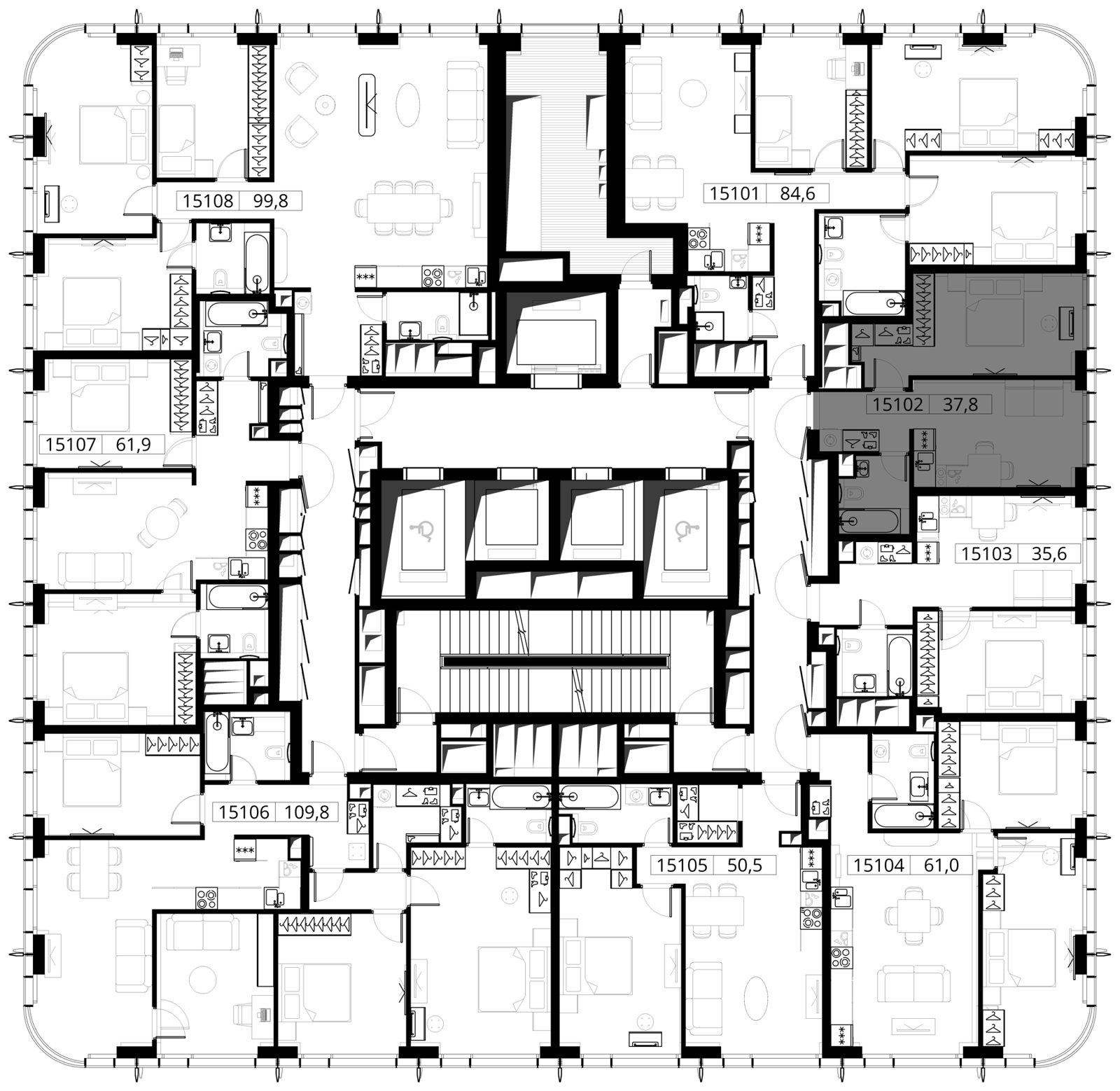 1-комнатная квартира, 37,8 м² — фото 2