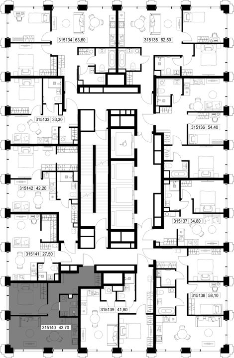 1-комнатная квартира, 43,7 м² — фото 2