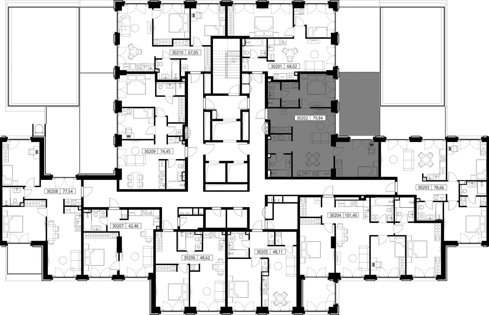 2-комнатная квартира, 79,8 м² — фото 2