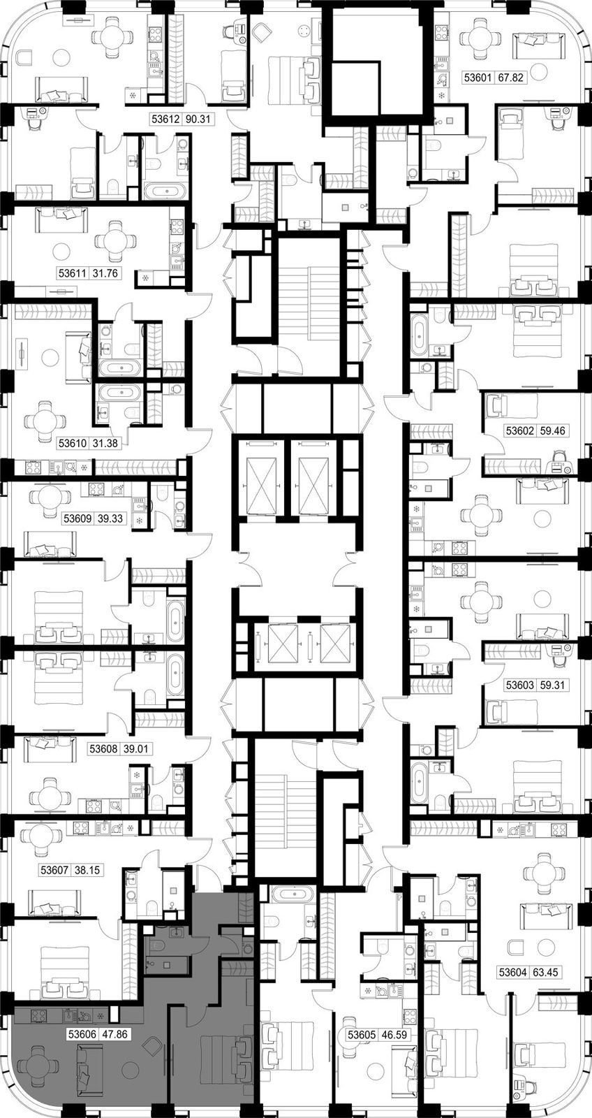 1-комнатная квартира, 47,9 м² — фото 2