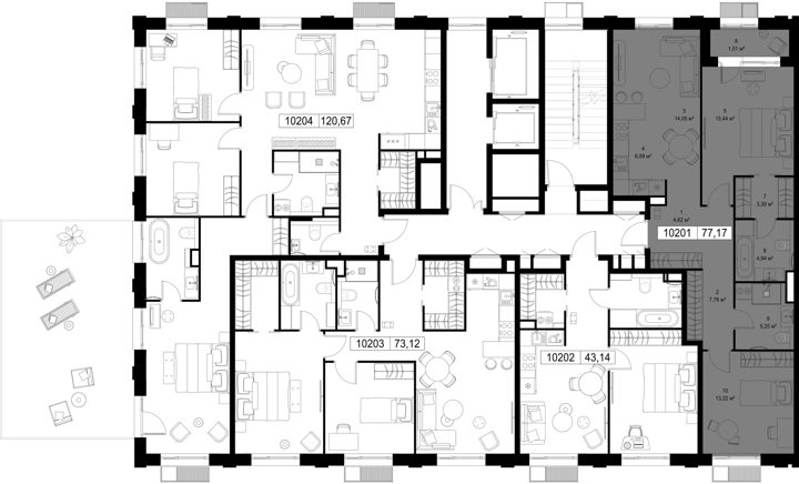 2-комнатная квартира, 77,2 м² — фото 2