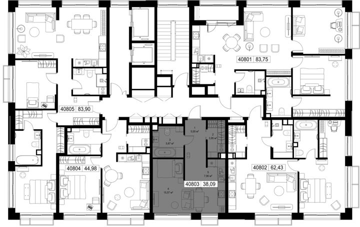 1-комнатная квартира, 38,1 м² — фото 2