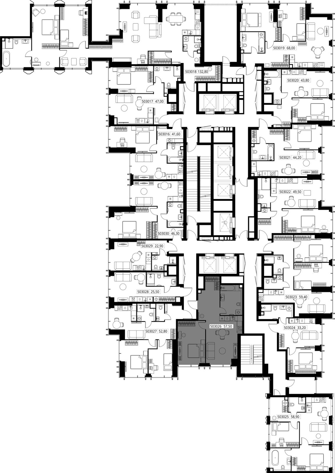 1-комнатная квартира, 57,5 м² — фото 2