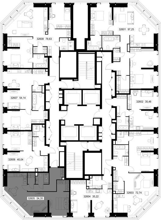 1-комнатная квартира, 54,4 м² — фото 3