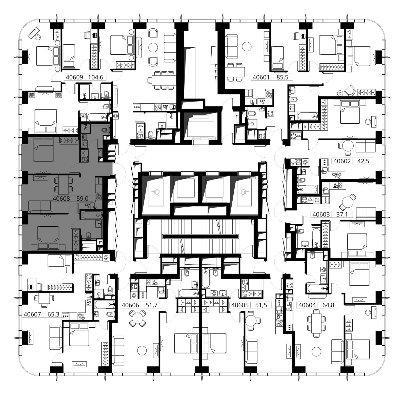2-комнатная квартира, 59 м² — фото 2