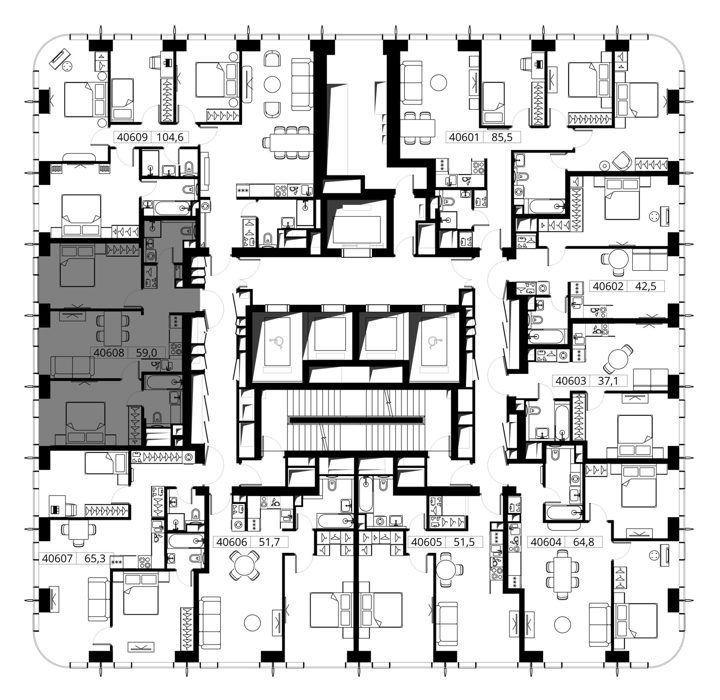 2-комнатная квартира, 59 м² — фото 2