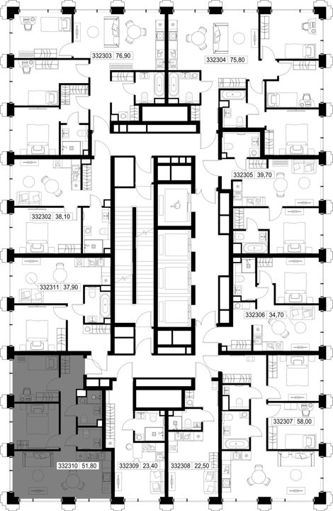 2-комнатная квартира, 51,8 м² — фото 2