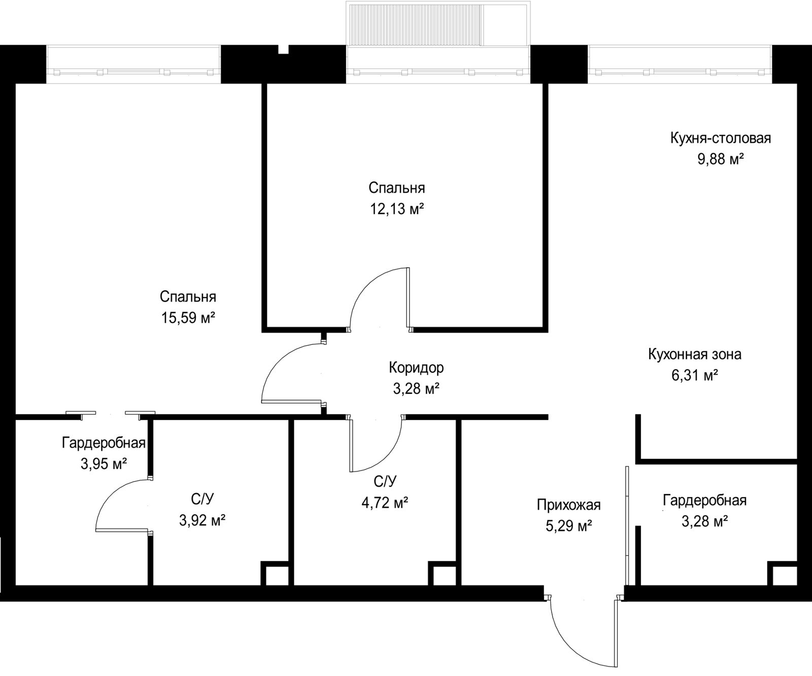 2-комнатная квартира, 68,3 м² — фото 2