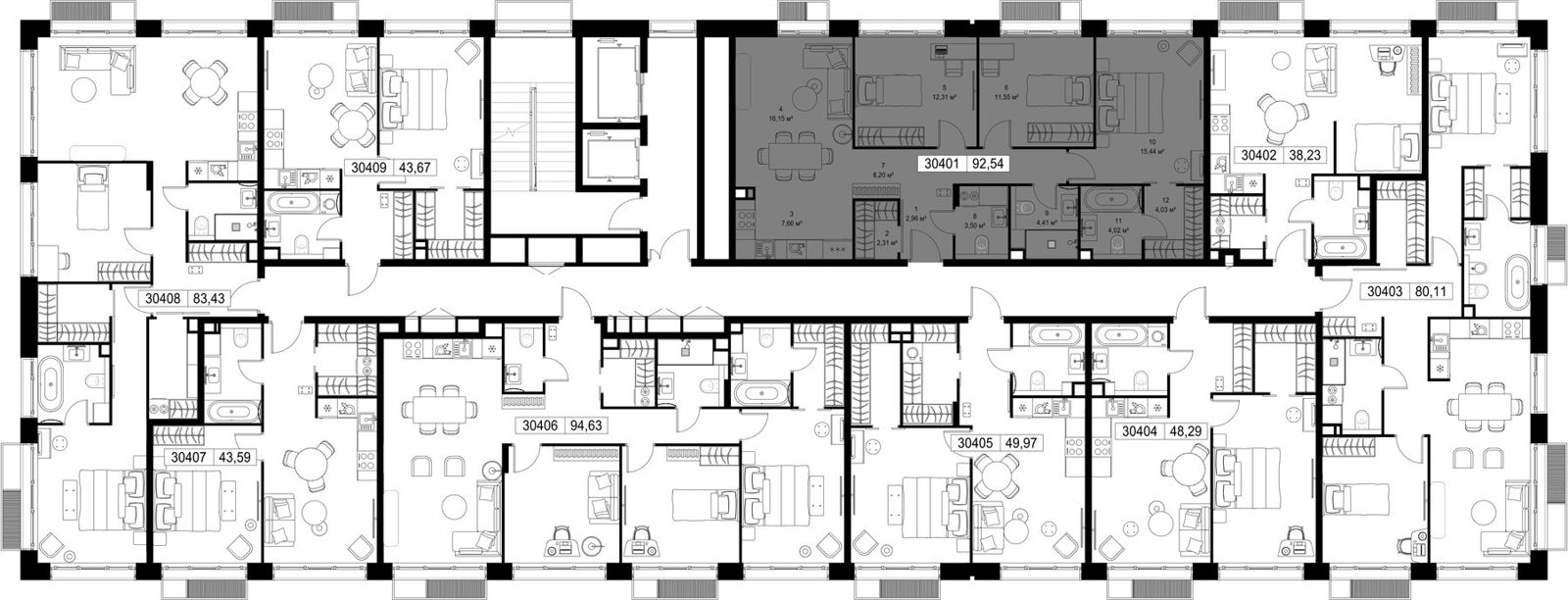 3-комнатная квартира, 92,5 м² — фото 2