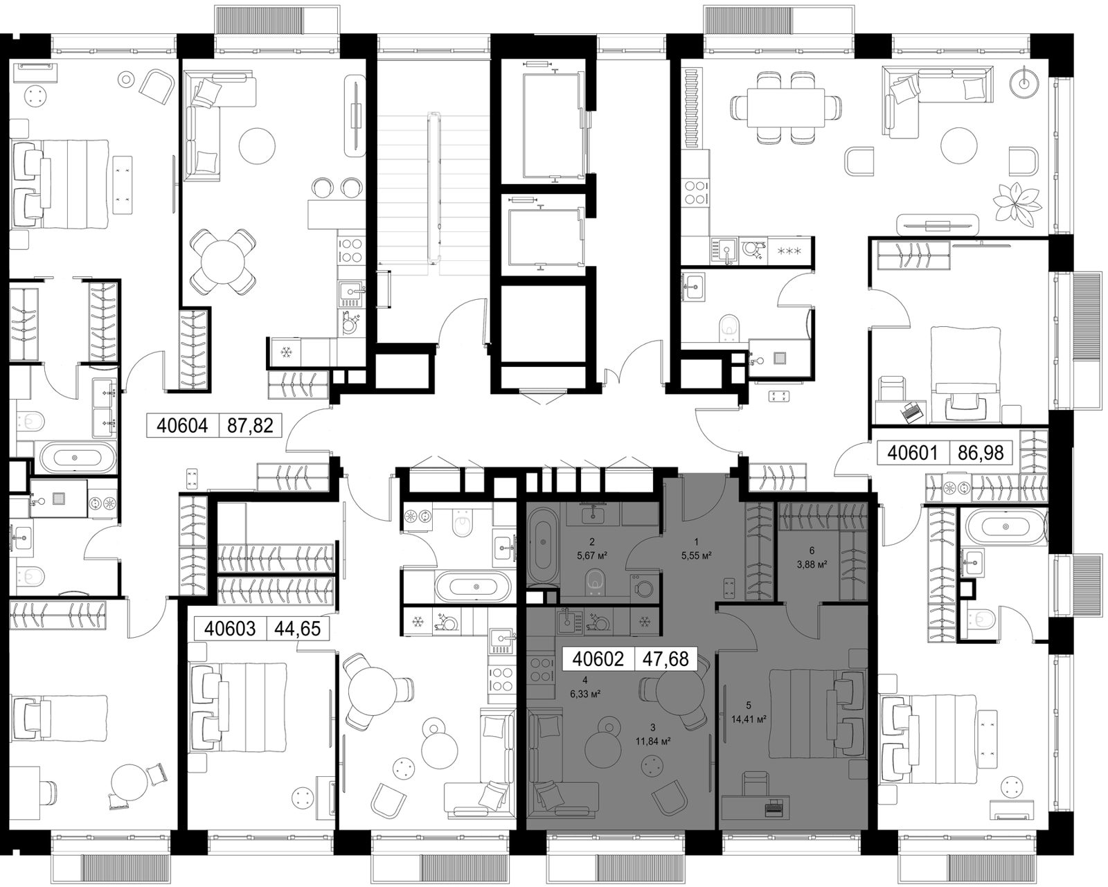 1-комнатная квартира, 47,7 м² — фото 2