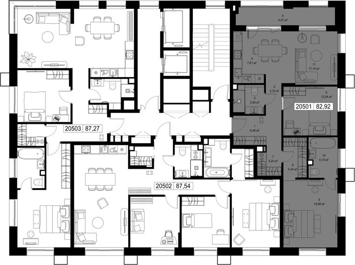 2-комнатная квартира, 82,9 м² — фото 2