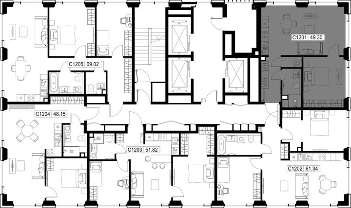 1-комнатная квартира, 49,3 м² — фото 2