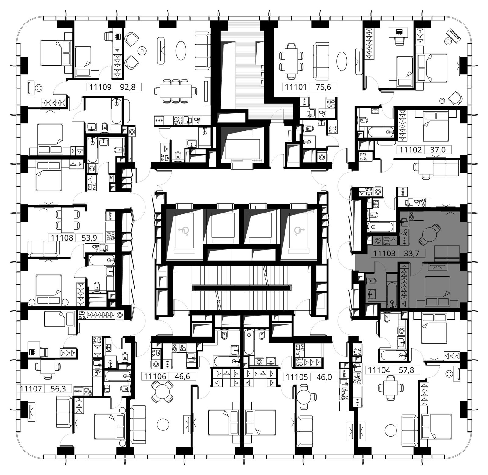 1-комнатная квартира, 33,7 м² — фото 2