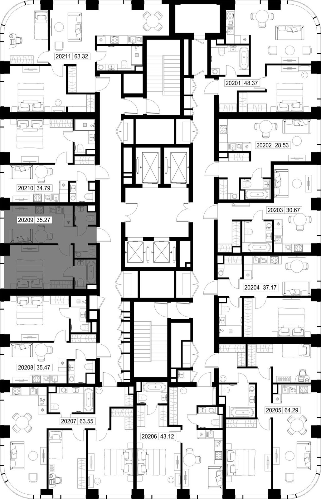 1-комнатная квартира, 35,3 м² — фото 2