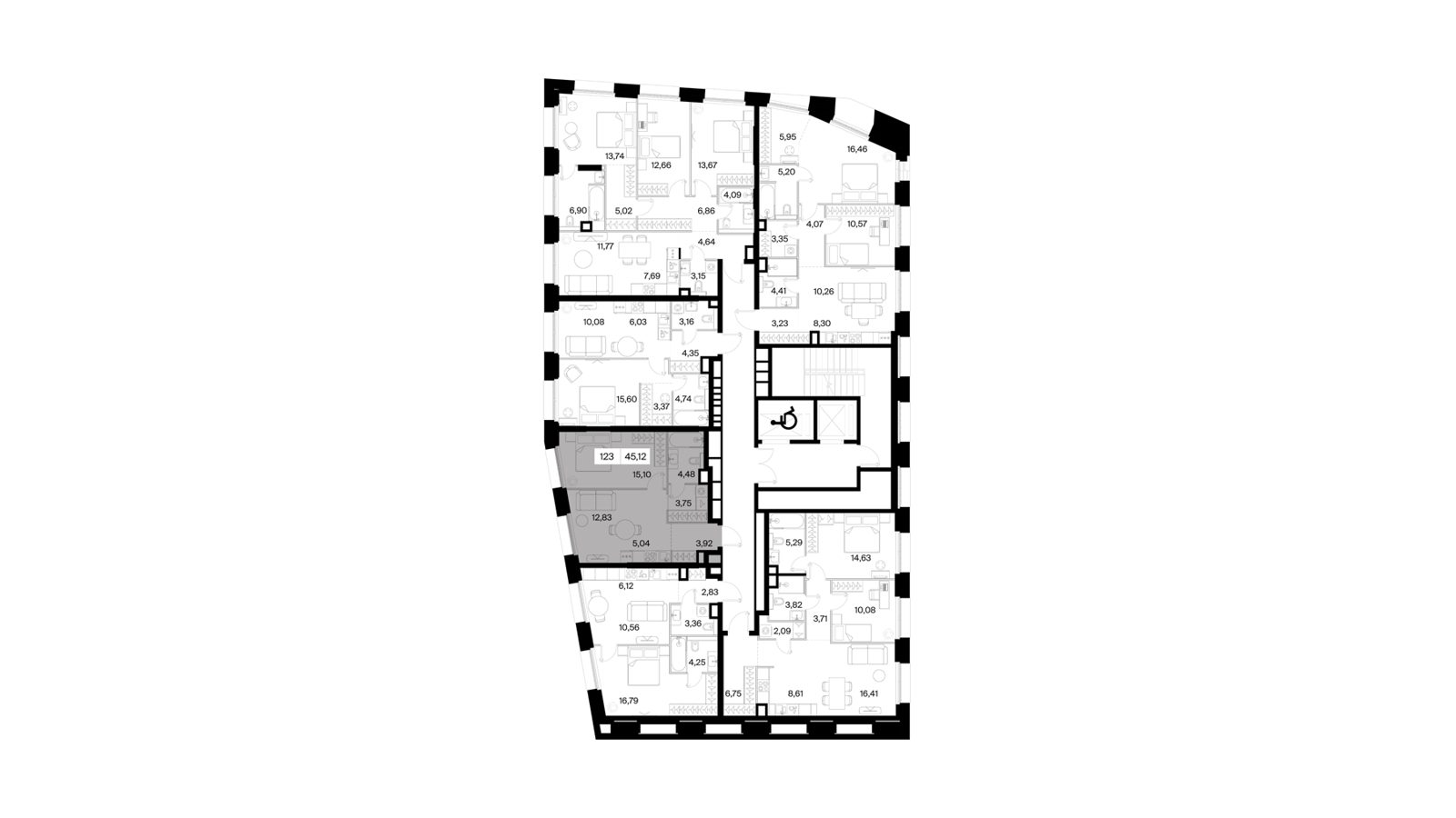 1-комнатная квартира, 45,1 м² — фото 2