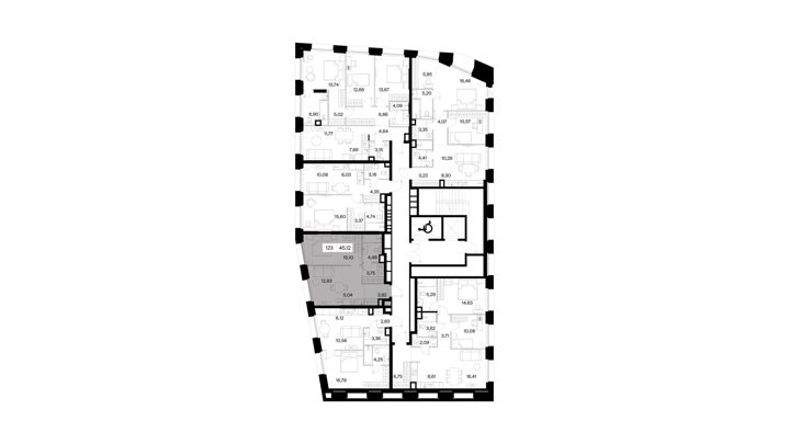 1-комнатная квартира, 45,1 м² — фото 2