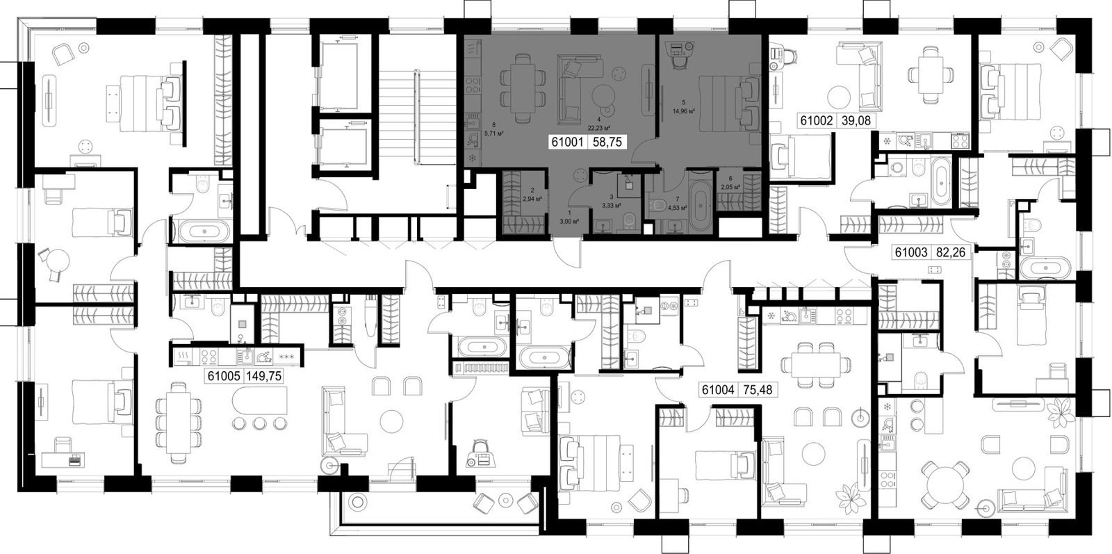 1-комнатная квартира, 58,8 м² — фото 2