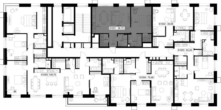 1-комнатная квартира, 58,8 м² — фото 2