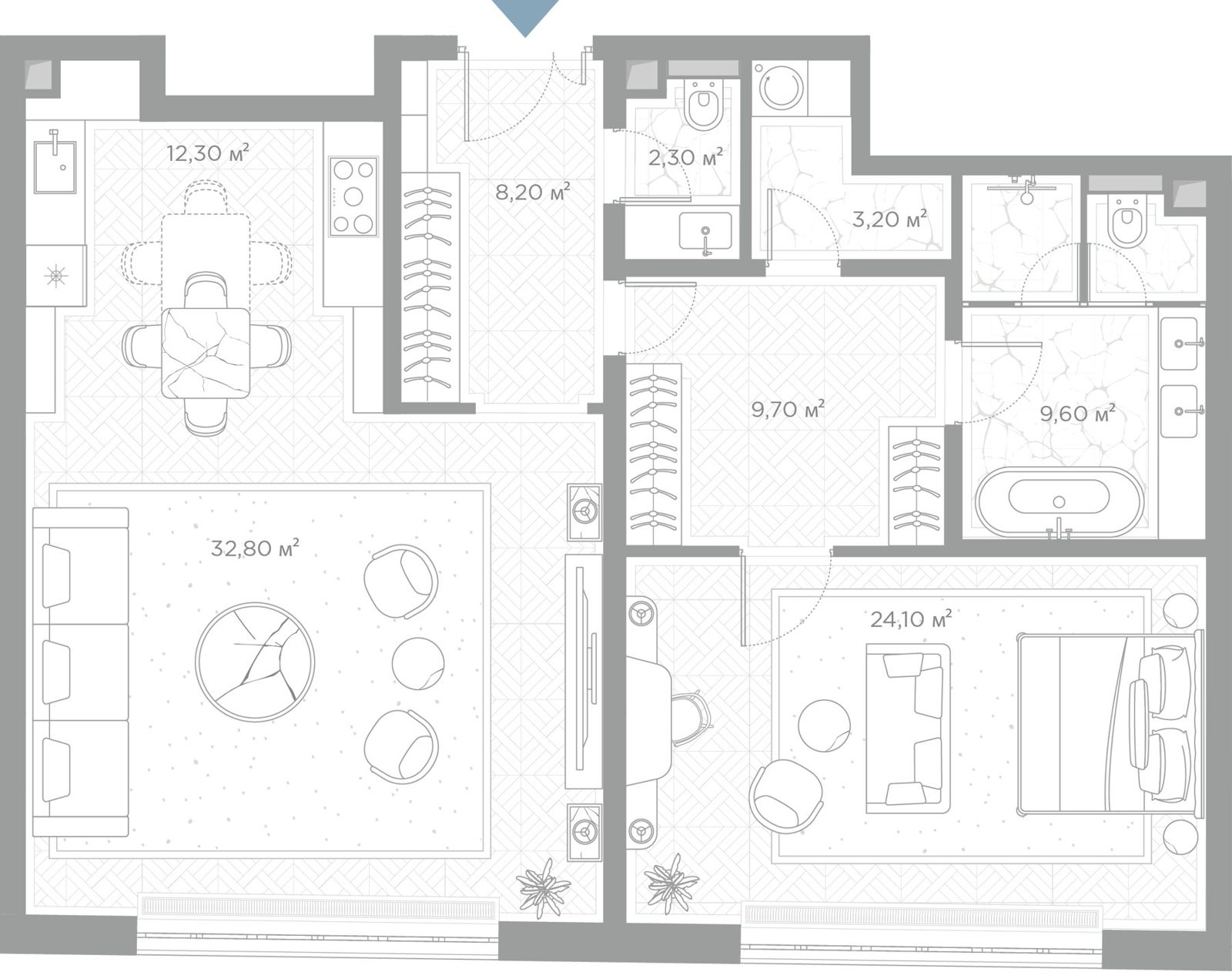 1-комнатная квартира, 102,2 м²