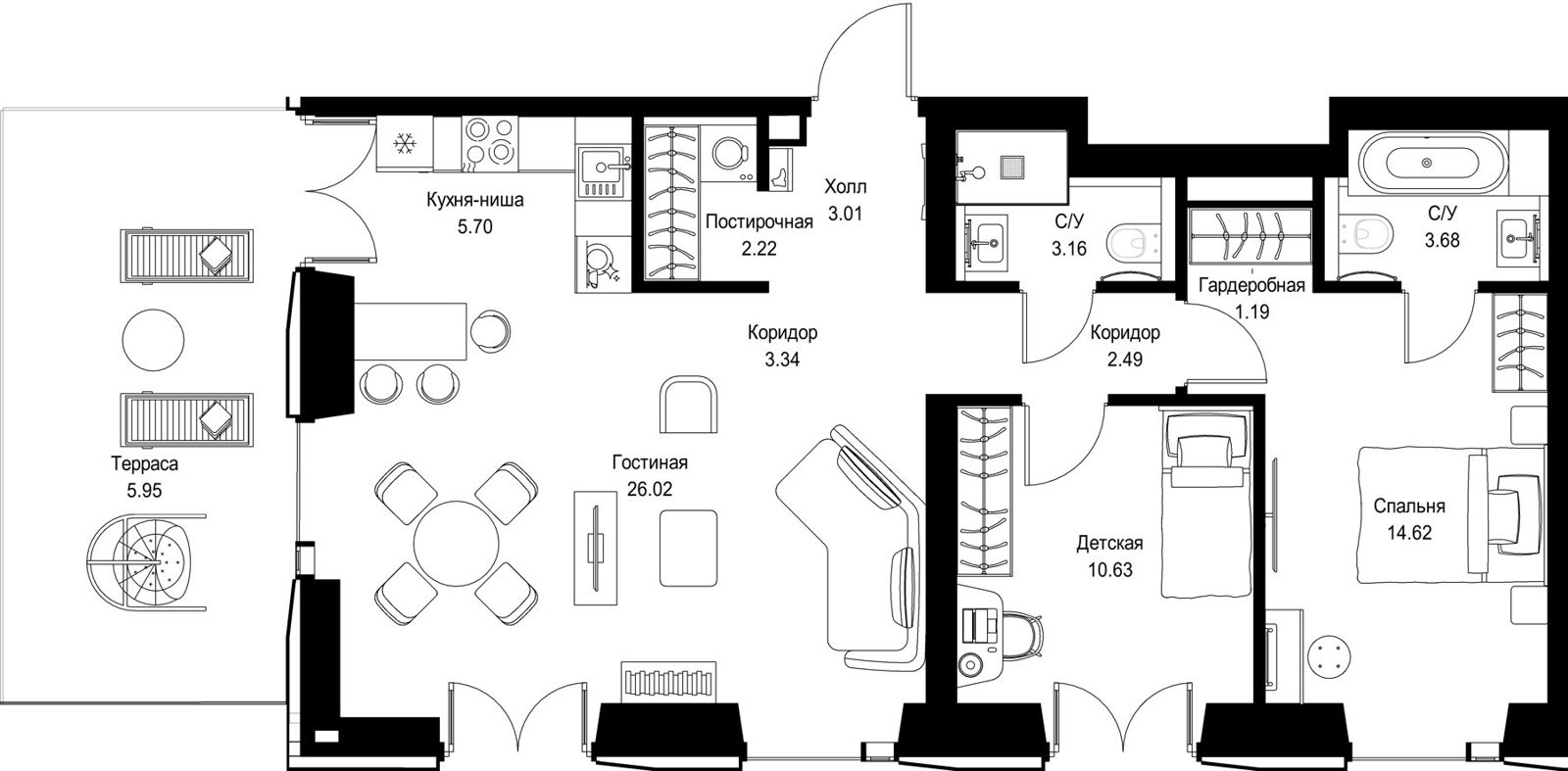 2-комнатная квартира, 82,8 м²
