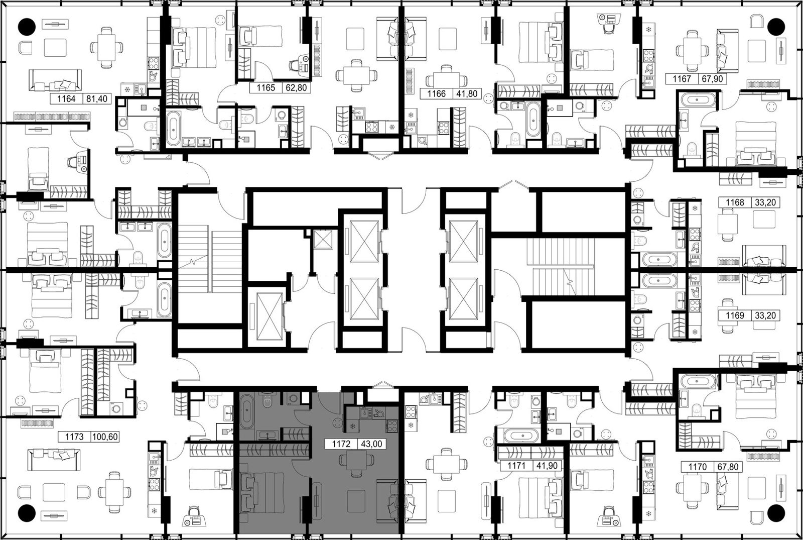 1-комнатная квартира, 43 м² — фото 2