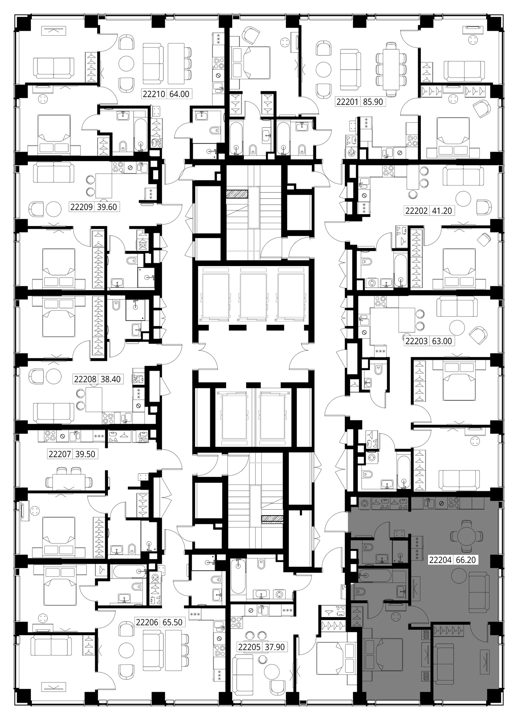 2-комнатная квартира, 66,2 м² — фото 2