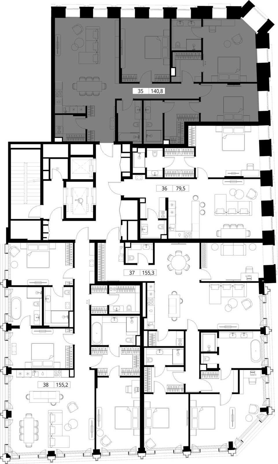 3-комнатная квартира, 140,8 м² — фото 2