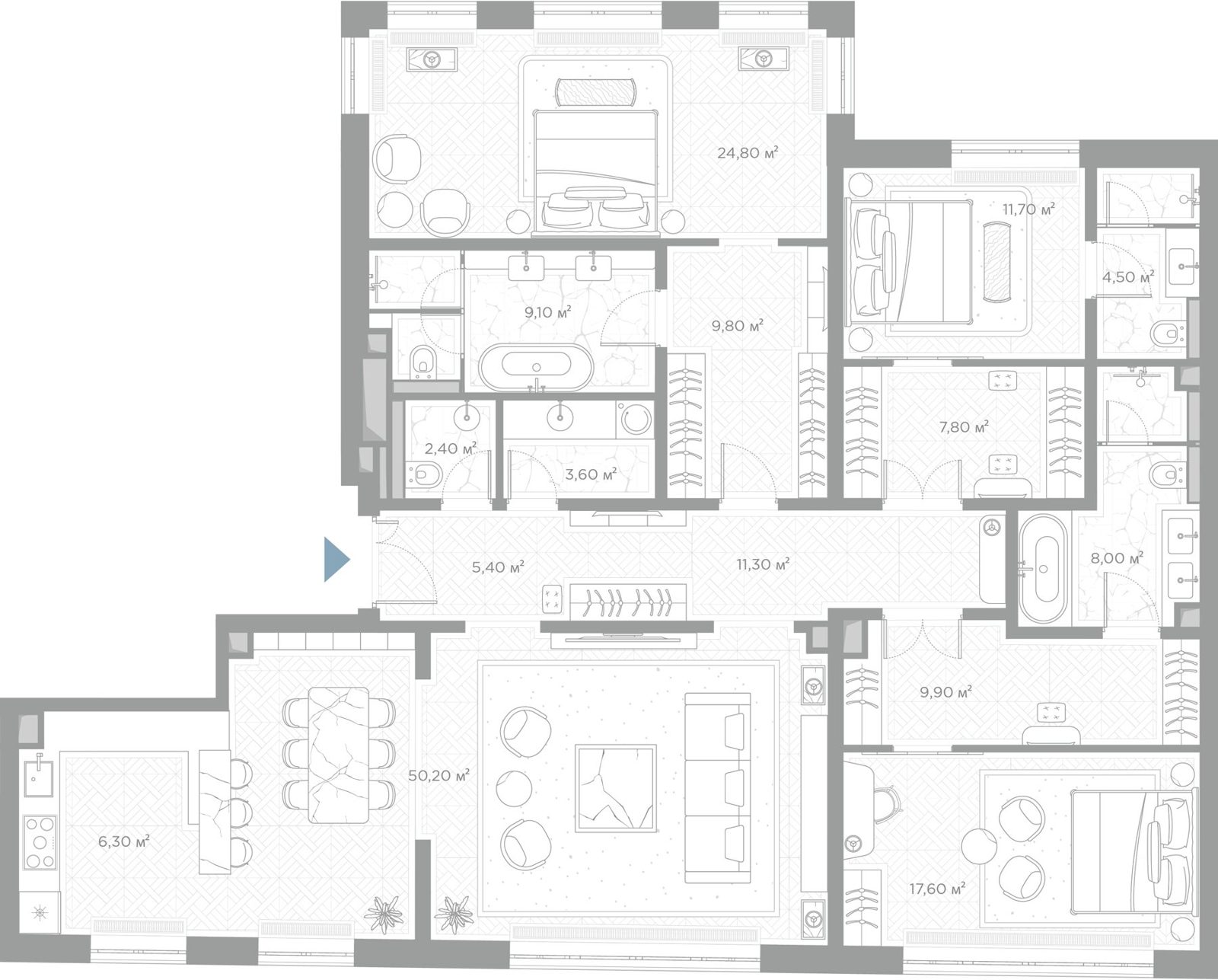 3-комнатная квартира, 182,4 м²