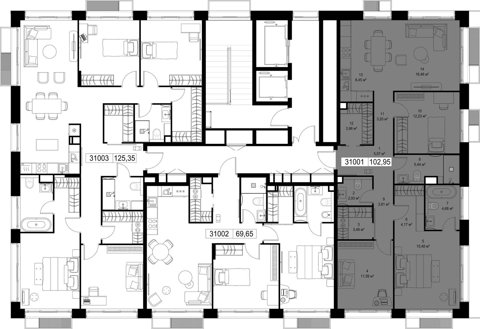 3-комнатная квартира, 103 м² — фото 2