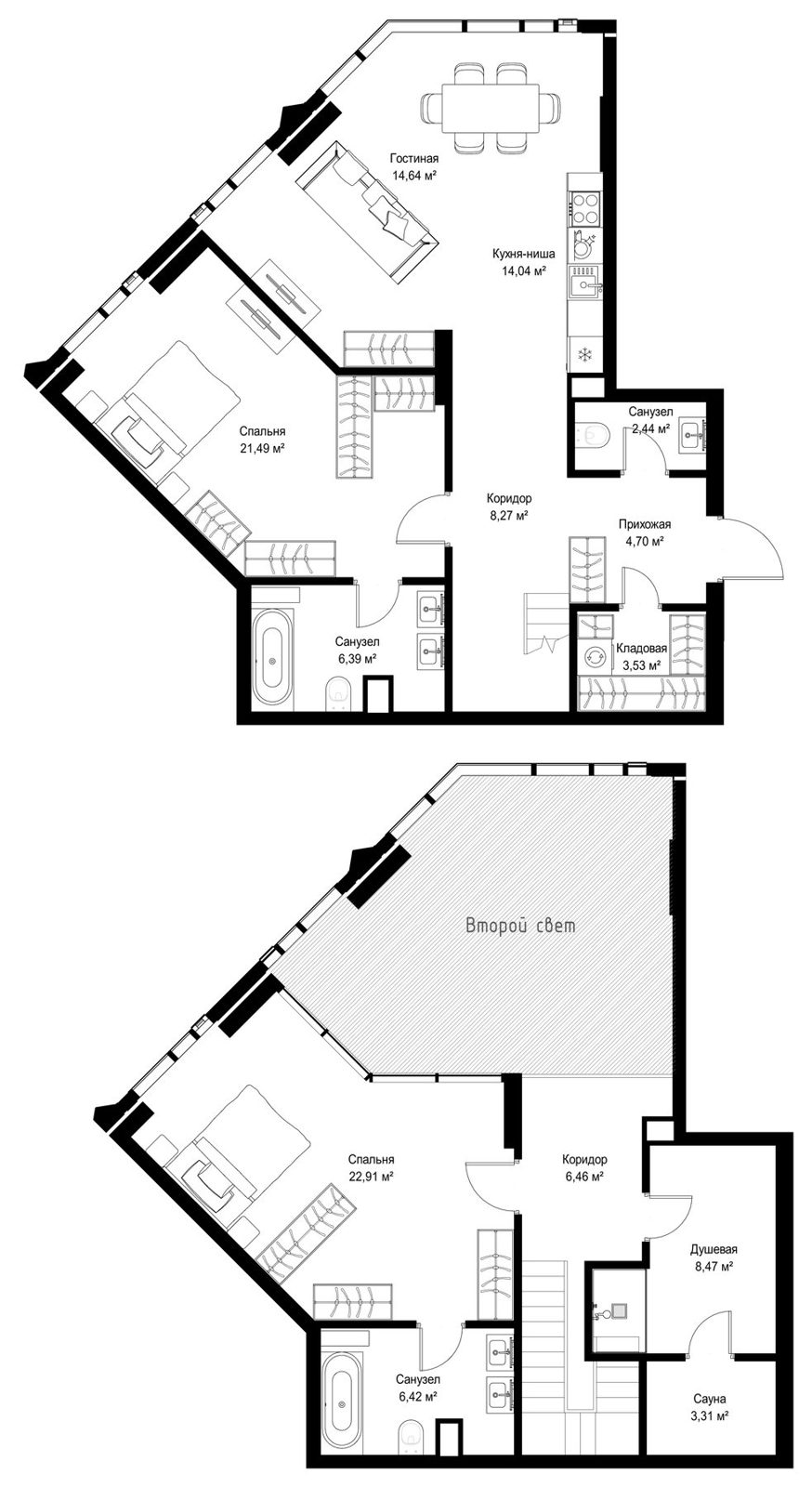 2-комнатная квартира, 127,7 м²