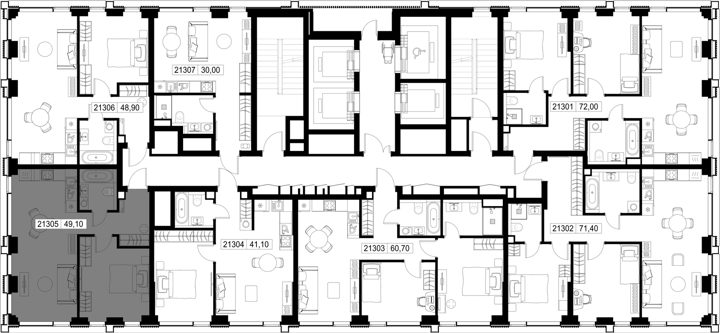 1-комнатная квартира, 49,1 м² — фото 2