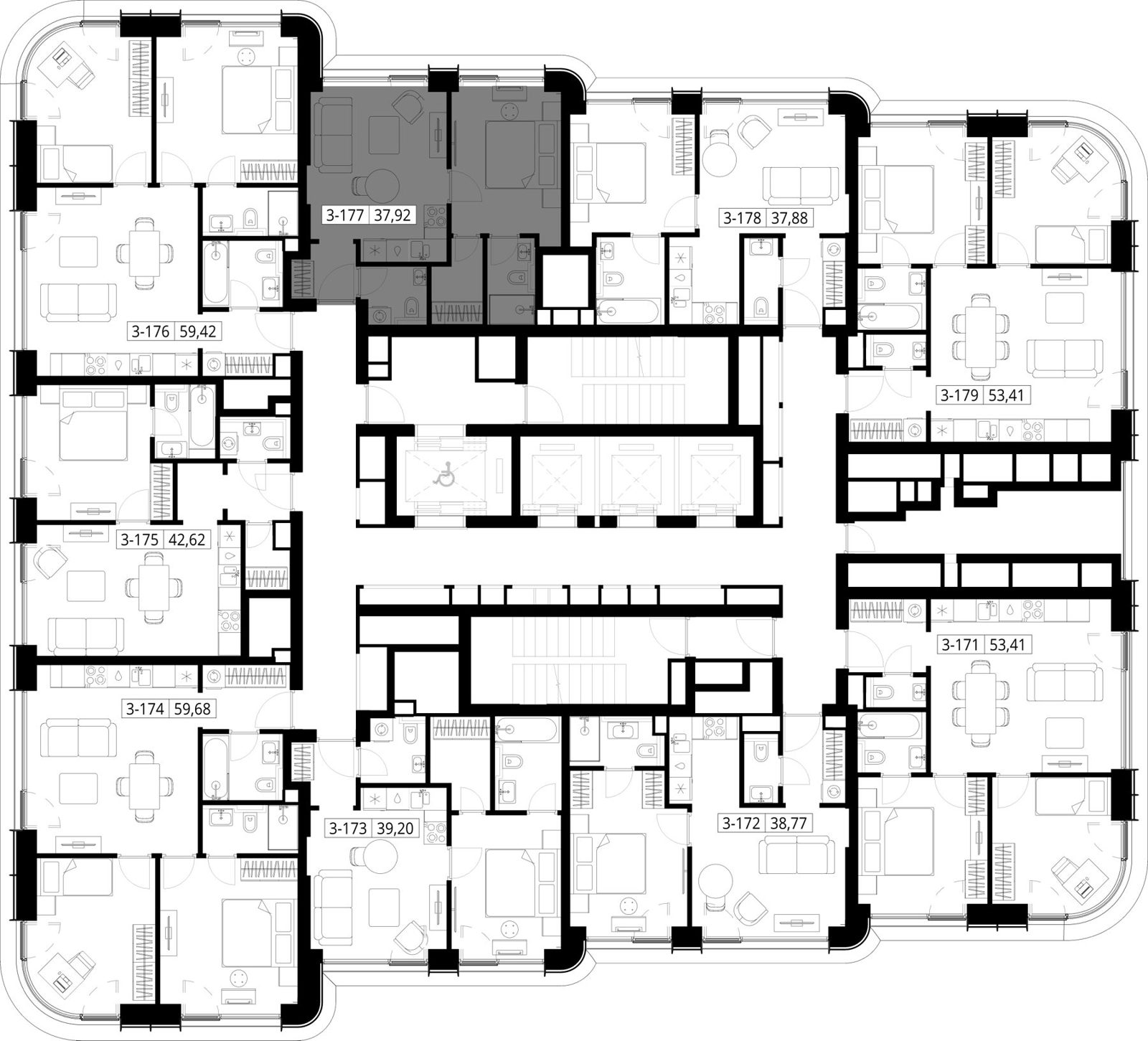 1-комнатная квартира, 37,9 м² — фото 2