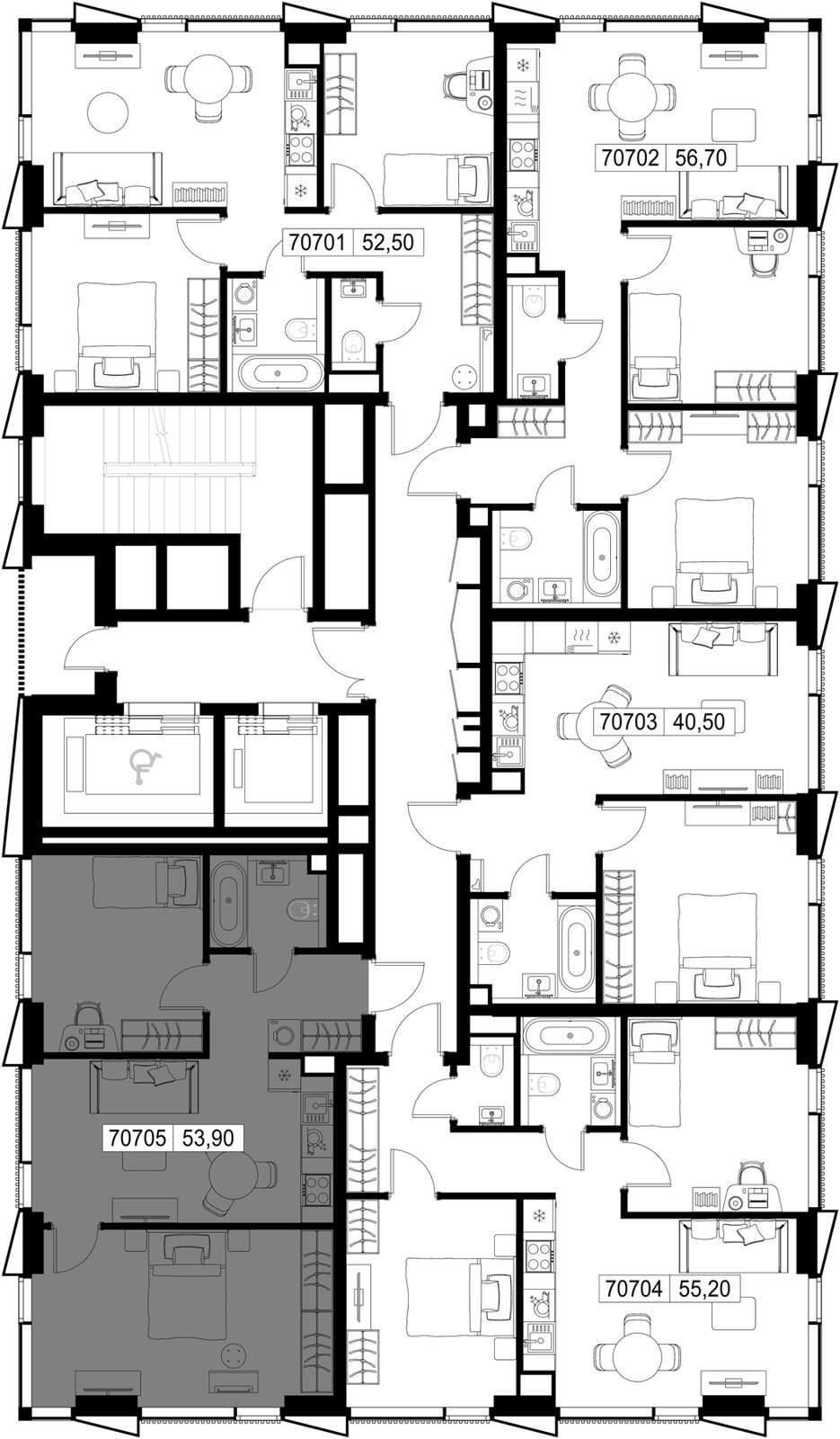 2-комнатная квартира, 53,9 м² — фото 2
