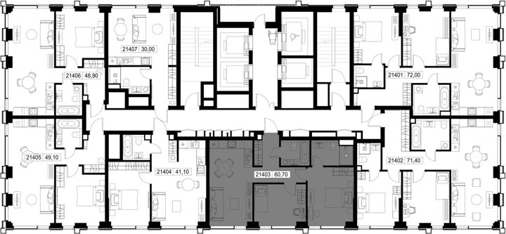 2-комнатная квартира, 60,7 м² — фото 2