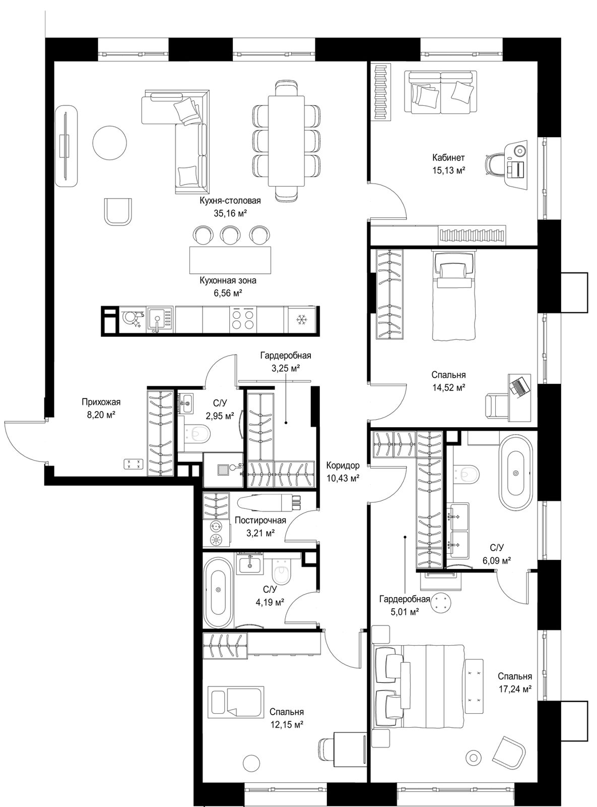 4-комнатная квартира, 144,1 м²