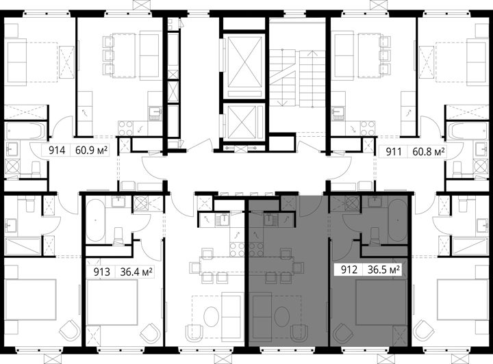 1-комнатная квартира, 36,5 м² — фото 2