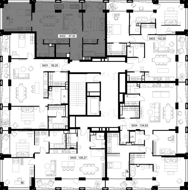 2-комнатная квартира, 88 м² — фото 2