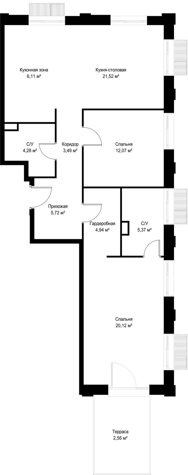 2-комнатная квартира, 86,2 м² — фото 2