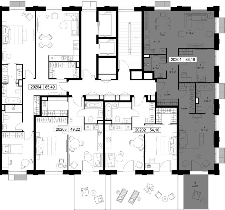 2-комнатная квартира, 86,2 м² — фото 3