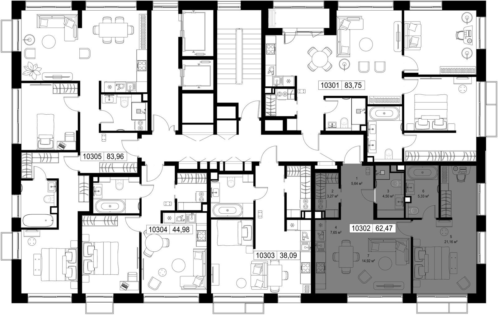 1-комнатная квартира, 62,5 м² — фото 2