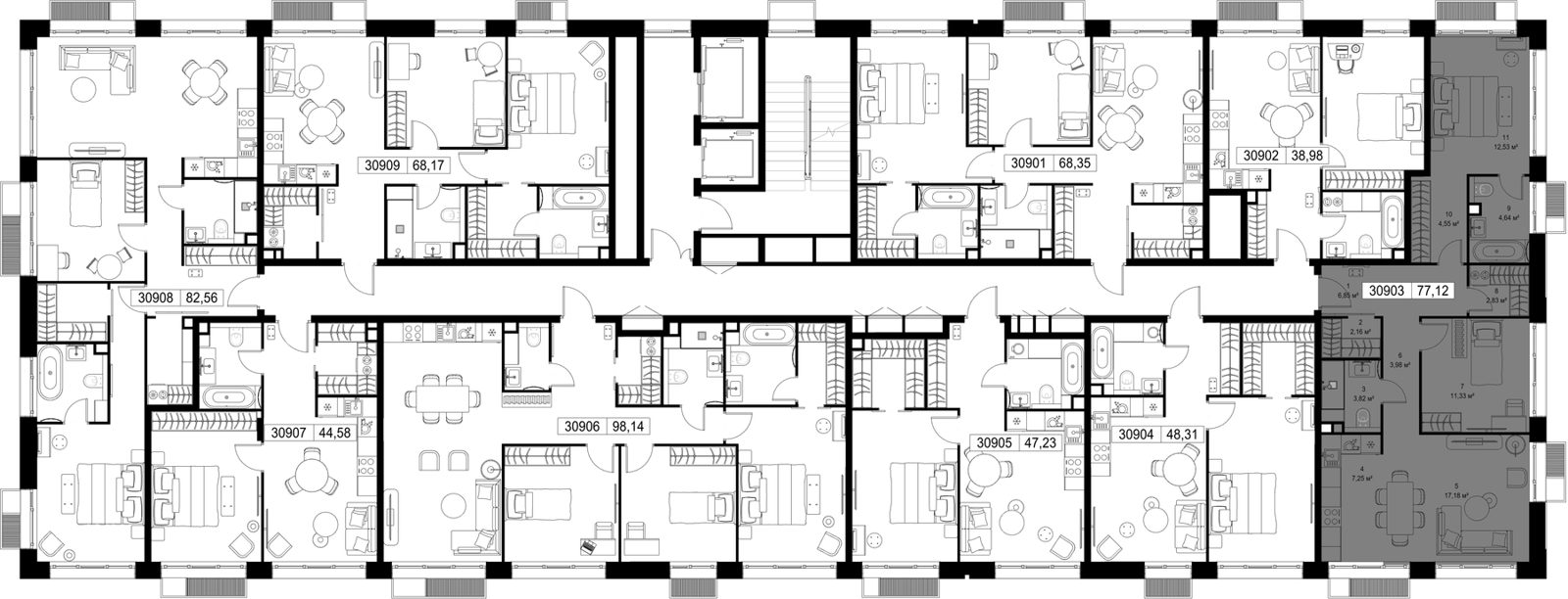 2-комнатная квартира, 77,1 м² — фото 3